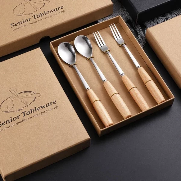 Wooden Handle Cutlery Portable Set